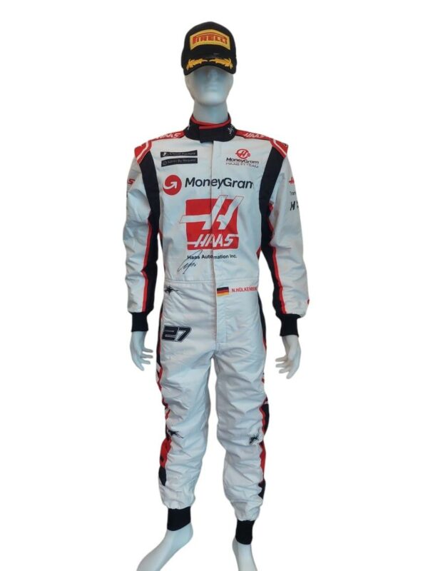 nico hulkenberg personally signed haas formula 1 replica race suit