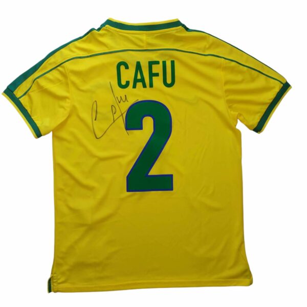 cafu personally signed brazil retro football shirt