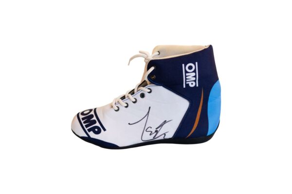 logan sargeant personally signed formula 1 white boot