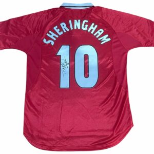 teddy sheringham personally signed manchester united retro jersey