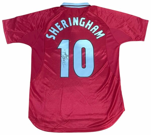 teddy sheringham personally signed manchester united retro jersey