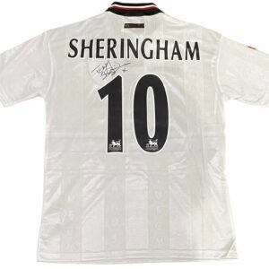 teddy sheringham personally signed manchester united away jersey