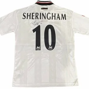 teddy sheringham personally signed manchester united away jersey