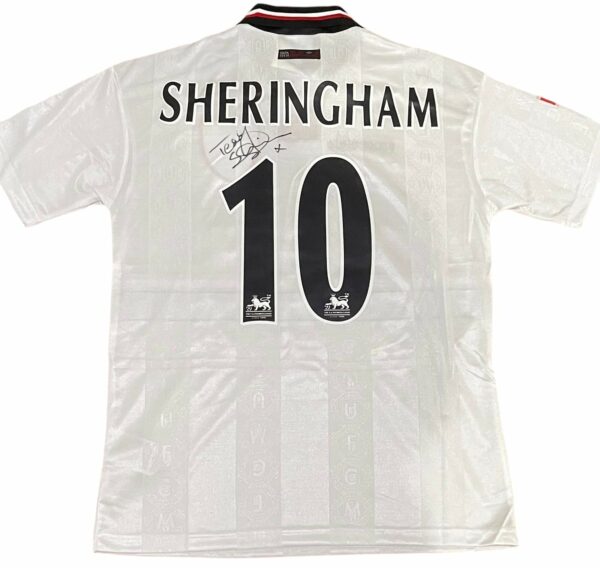 teddy sheringham personally signed manchester united away jersey