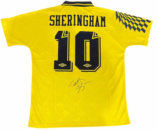 teddy sheringham personally signed tottenham away retro jersey