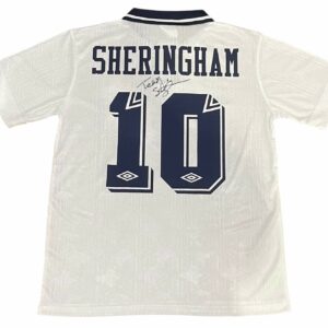 teddy sheringham personally signed tottenham home retro jersey