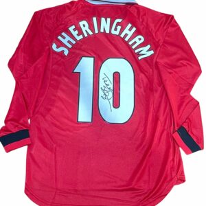 teddy sheringham personally signed manchester united ls jersey