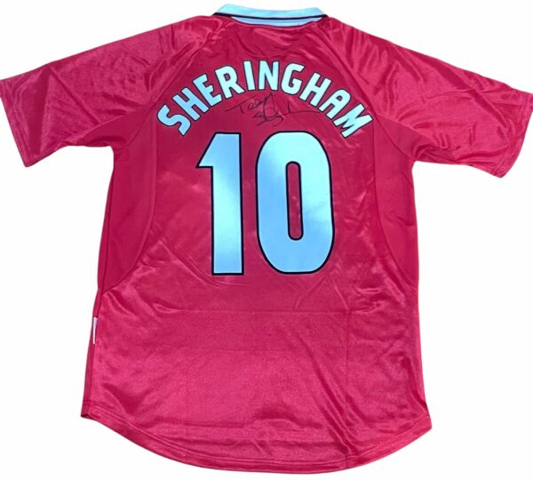 teddy sheringham personally signed manchester united 99 jersey