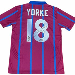 dwight yorke personally signed aston villa retro jersey