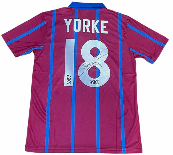 dwight yorke personally signed aston villa retro jersey