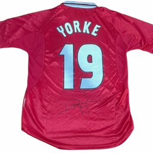 dwight yorke personally signed manchester united retro jersey