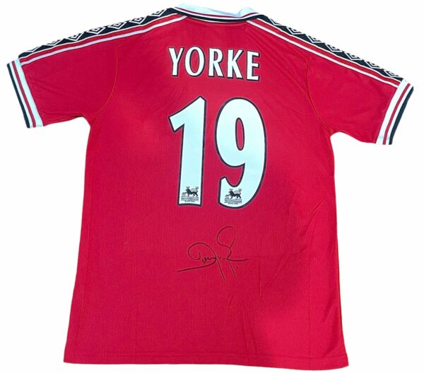 dwight yorke personally signed manchester united home jersey