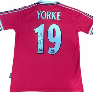 dwight yorke personally signed manchester united home jersey