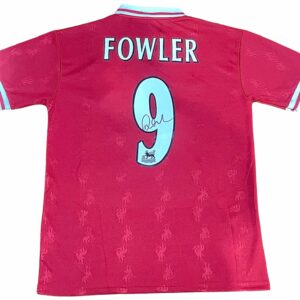 robbie fowler personally signed liverpool home retro jersey