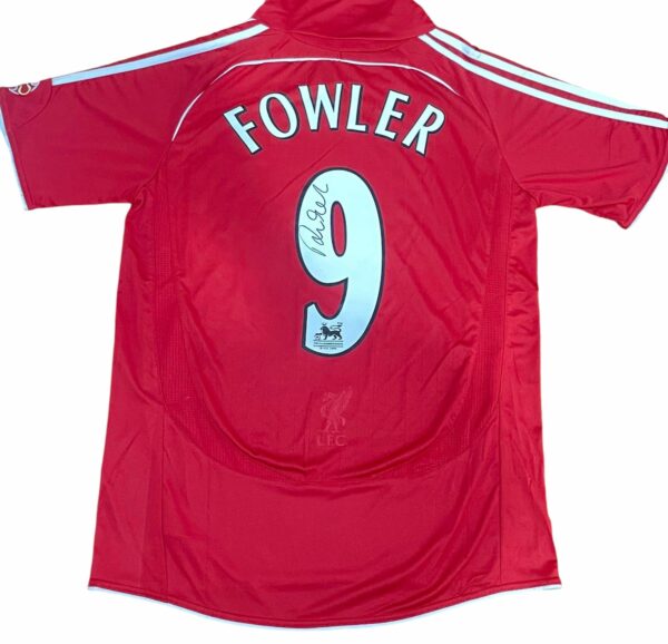 robbie fowler personally signed liverpool 9 retro home jersey