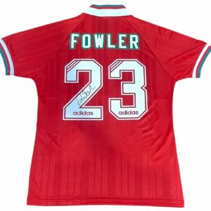 robbie fowler personally signed liverpool retro jersey