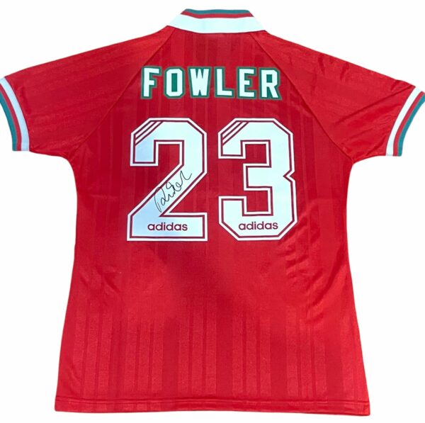 robbie fowler personally signed liverpool retro jersey