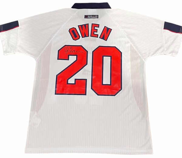 michael owen personally signed england 98 retro jersey