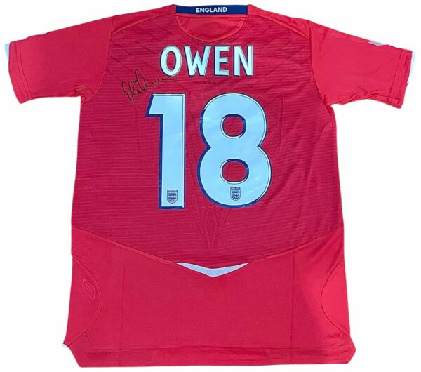 michael owen personally signed england retro jersey