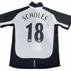 paul scholes personally signed manchester united white retro jersey