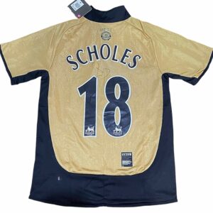 paul scholes personally signed manchester united gold retro jersey