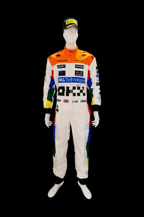 lando norris personally signed silverstone mclaren f1 replica suit