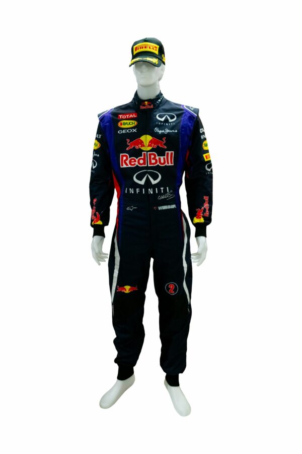 mark webber personally signed formula 1 replica race suit