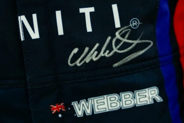 mark webber personally signed formula 1 replica race suit