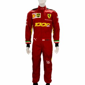 charles leclerc personally signed ferrari f1 replica race suit