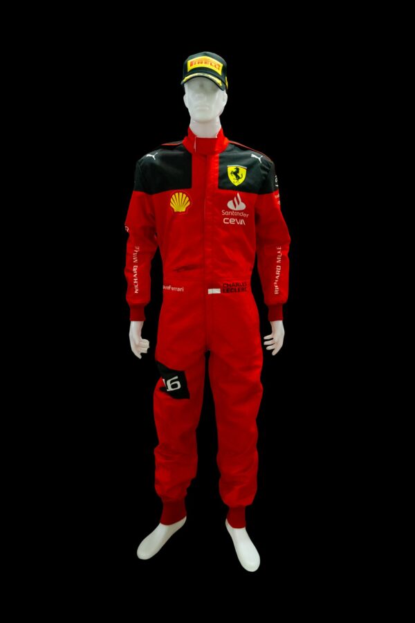 charles leclerc personally signed ferrari f1 replica race suit