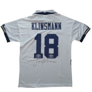 jurgen klinsmann personally signed tottenham retro shirt