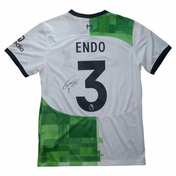 wataru endo personally signed liverpool away shirt