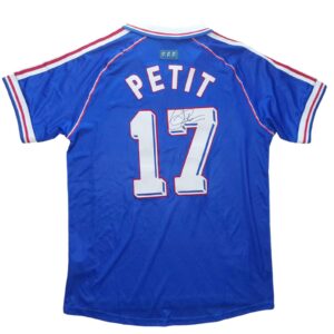 emmanuel petit personally signed france 1998 wc shirt