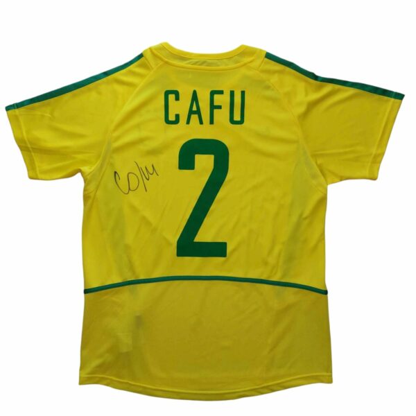 cafu personally signed brazil retro football shirt