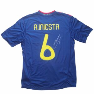 andres iniesta personally signed spain wc football shirt