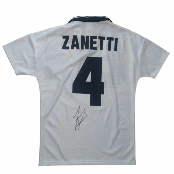 javier zanetti personally signed inter milan away retro shirt