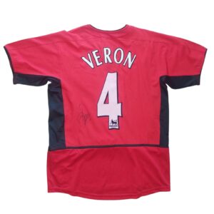 juan sebastian veron personally signed manchester united football shirt