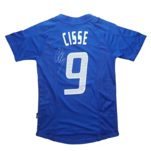 djibril cisse personally signed france retro shirt