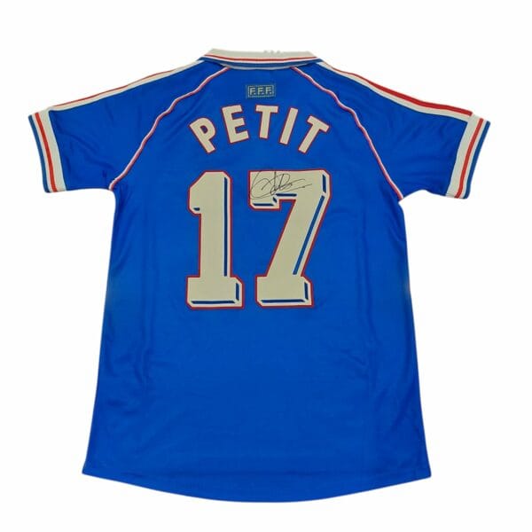 EMMANUEL PETIT SIGNED FRANCE 98 FOOTBALL SHIRT