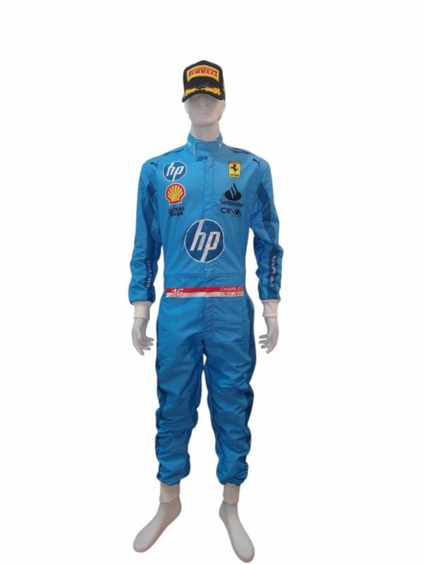 CHARLES LECELRC SIGNED FERRARI BLUE F1 SUIT