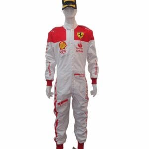 CHARLES LECLERC SIGNED FERRARI WHITE RACE SUIT
