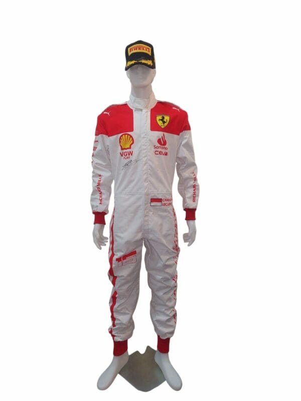 CHARLES LECLERC SIGNED FERRARI WHITE RACE SUIT