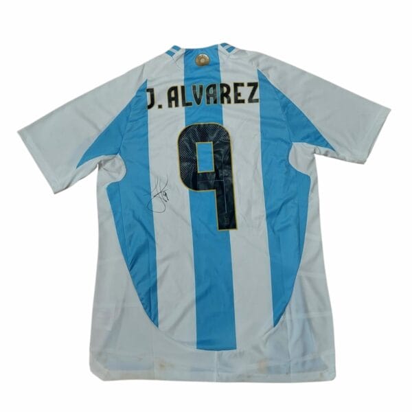 julian alvarez personally signed argentina football shirt