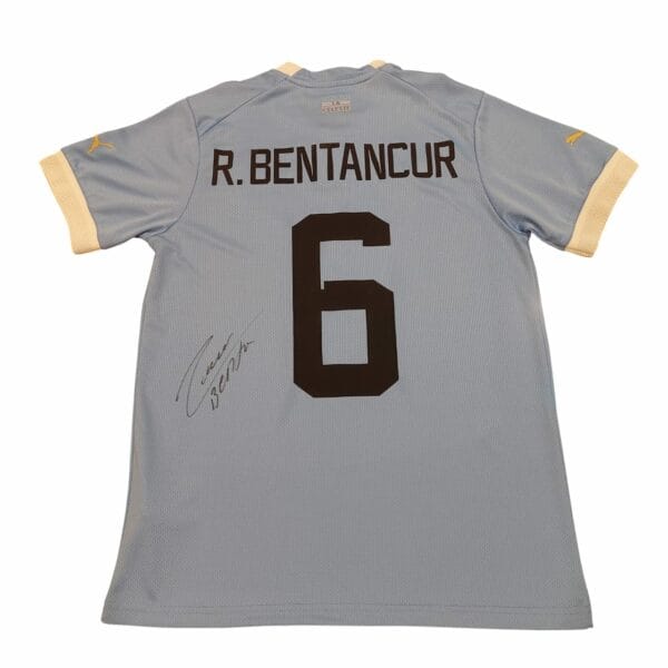 RODRIGO BENTANCUR SIGNED URUGUAY HOME FOOTBALL JERSEY
